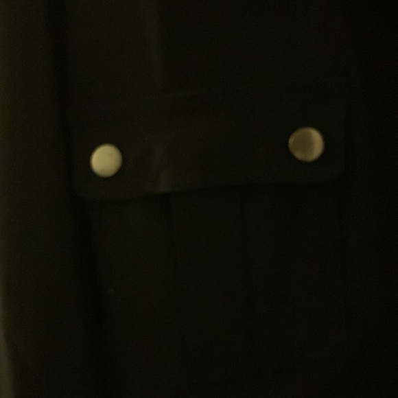 Black zip front knee length dress with faux leather on the collar and sleeves - Picture 3 of 6